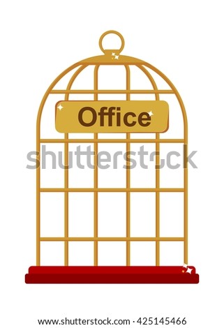 Office work as the reliable gold bird case. Flat vector illustration. Isolated objects.