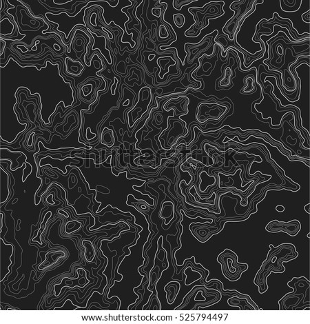 Topographic map background concept. Topo contour map. Vector abstract illustration. Hills, rivers and mountains. Geography concept. Wavy graphic backdrop. Cartography and topology. Seamless texture.