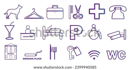 set of hotel icons. icons for public places