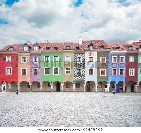 Houses on old market square in Poznan, Poland