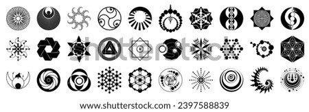 Real Crop Circle Image Vector Icon Set - Geoglyph Round Element Clipart - Agroglyph Sacral Geometry Shape Design 
