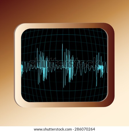 Blue wave of signal  from oscilloscope creen 