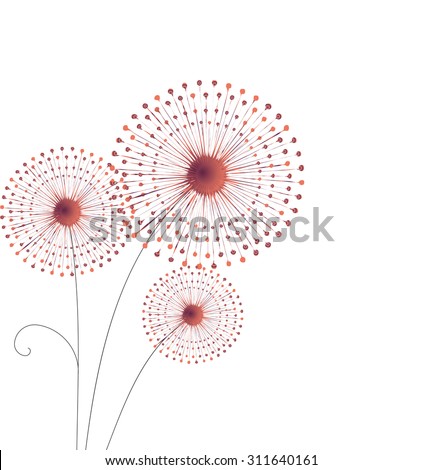 Template with dandelions - vector illustration