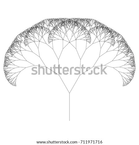 Flat Vector Computer Generated   L-system Fractal Tree - Generative Art 