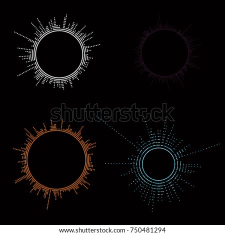  Round Music Equalizer Scale - Vector Graphic Element Set