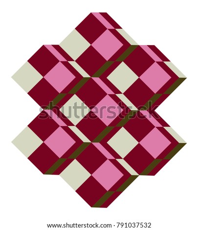 Victor Vasarely Style Pattern - Abstract Vector Old-Fashioned Op Art  Tridem Motif 
