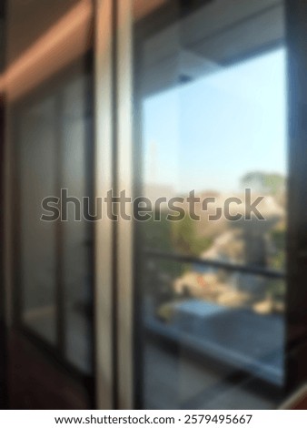 Similar – Image, Stock Photo View through window without glass in old wall
