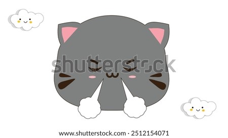 Face with Steam From Nose. Cute Cat Sticker Concept