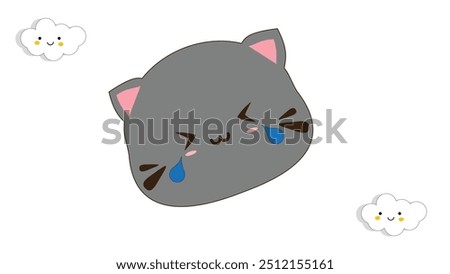 Rolling on the Floor Laughing. Cute Cat Sticker Concept