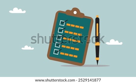 Checklist clipboard with pen icon vector illustration graphic design. Checklist day concept