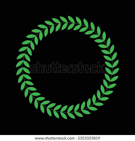 Assortment of various high-contrast outline roundabout tree foliate, olive, wheat, and oak wreaths portraying honor, accomplishment, heraldry, and respectability. leaf icon, logo, symbol.