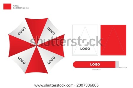 Opened Round Red Rain Umbrella Top View Mock up Close Isolated on Background.