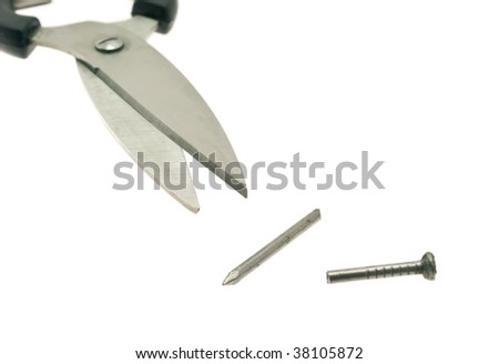 Scissors cutting a nail half-and-half