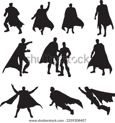 Black Superman silhouette vector art.