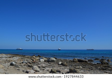Ships near the coast of Chrissi island