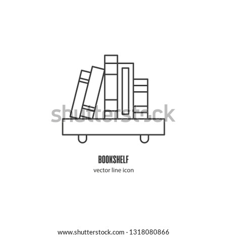Vector bookshelf icon in linear style isolated on white background. Reading, learning sign