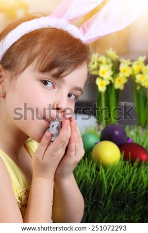 Youth girl with small Easter bunny