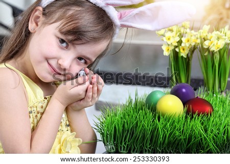 Easter preparation - youth beautiful cheerful girl