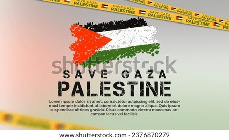 SAVE GAZA PALESTINE, Copy Space Text Area Gaza Palestine. Template for backround. Free Palestine flag wallpaper, flyer, banner vector illustration. Poster about gaza Palestine