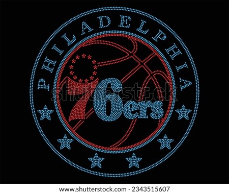 Philadelphia 76ers rhinestone t-shirt design