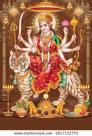 Durga Mata with colorful background, digital wall poster Zdjęcia stock © 
