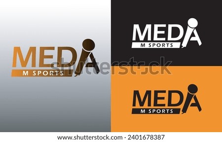 Media M Sports Logo, Sports News Logo Design, Sports News Channel Logo Vector in Orange and Black Gradient, Media Logo