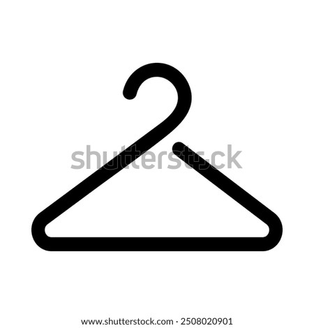 Hanger line black icon isolated on white background. Wardrobe sign, clothes rack symbol or cloakroom pictogram. Vector illustration.