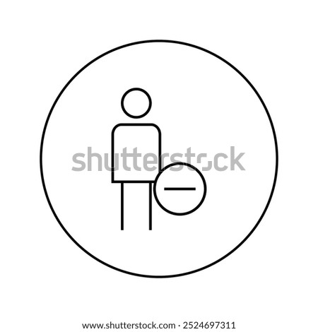 Person circle minus Line out icon with circle.