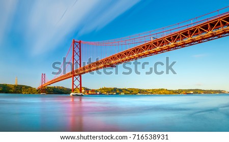 Similar – Image, Stock Photo April 25 bridge in Lisbon