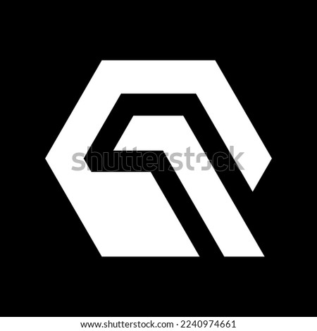 hexagon and number 1 logo vector design in black and white colors	