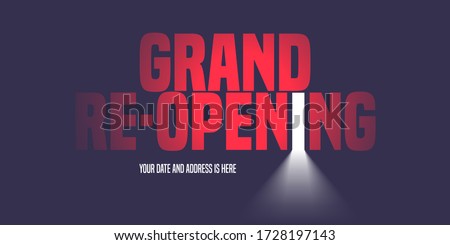 Grand opening or re-opening vector illustration, background with creative design. Template banner, flyer for opening or reopening ceremony