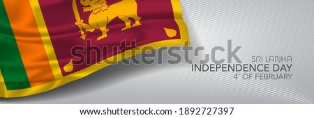 Sri Lanka independence day vector banner, greeting card. Sri Lankan wavy flag in 4th of February national patriotic holiday horizontal design