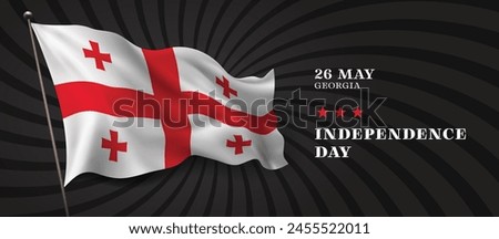 Georgia independence day vector banner, greeting card. Georgian wavy flag in 26th of May national patriotic holiday horizontal design