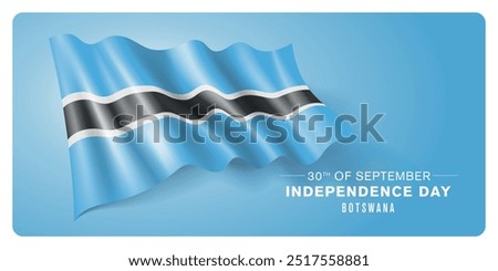 Botswana independence day vector banner, greeting card. Botswanian wavy flag in 30th of September patriotic holiday horizontal design with realistic flag