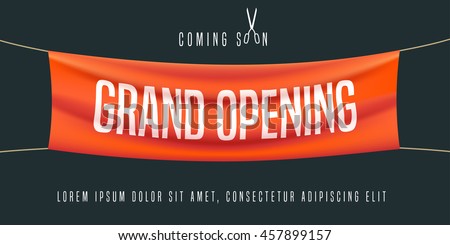 Grand opening vector illustration, background for new store, club, etc. Template banner, flyer, design element, decoration for opening ceremony