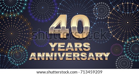 40 years anniversary vector icon,  logo. Graphic design element with  golden 3D numbers for 40th anniversary decoration