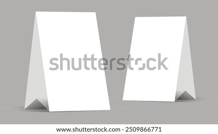 Mock up table tent card mockup template, menu frame on table. 3D rendering, illustrations, vector