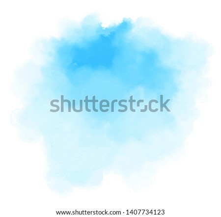 Blue color vector hand drawn watercolor liquid stain. Abstract aqua smudges scribble drop element for design, illustration, wallpaper, card