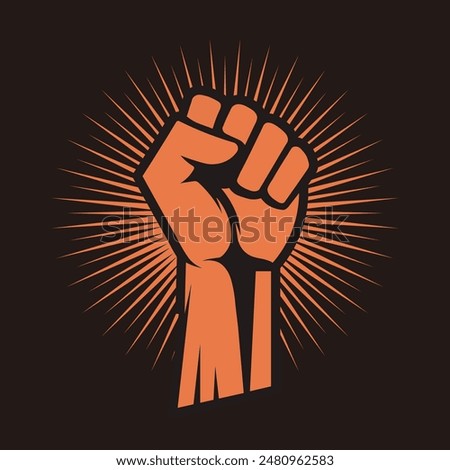 Revolution Hand with clenched fist vector illustration, Hand raised Proletarian Revolution, Freedom sign and protest symbol