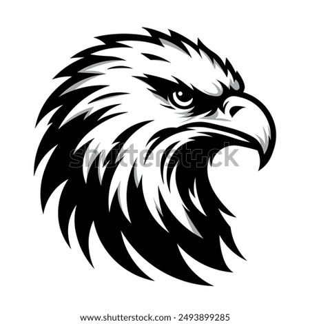 Fierce Eagle Head Vector Illustration, Hawk Head Silhouette, Eagle Head mascot logo, icon