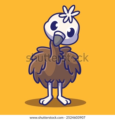  cute chibi vector ostrich character with pose