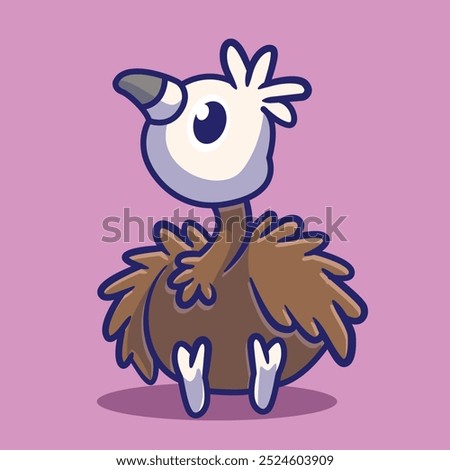  cute chibi vector ostrich character with pose