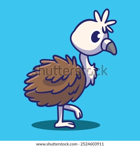  cute chibi vector ostrich character with pose