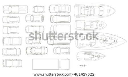 Vehicles, top view, vector
