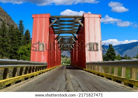The Ashnola No. 1 railroad bridge measuring 135 metres across British Columbia’s Similkameen River located in Keremeos, British Columbia. Foto stock © 