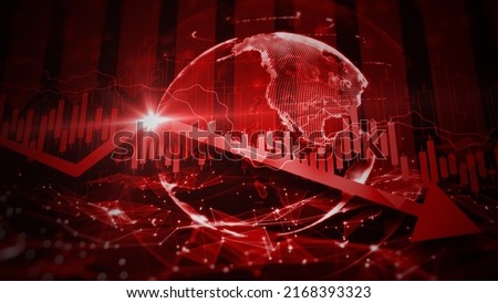 Recession global market crisis stock red price drop arrow down chart fall, Stock market exchange analysis business and finance, Money losing inflation deflation, Investment loss crash, 3d rendering Сток-фото © 
