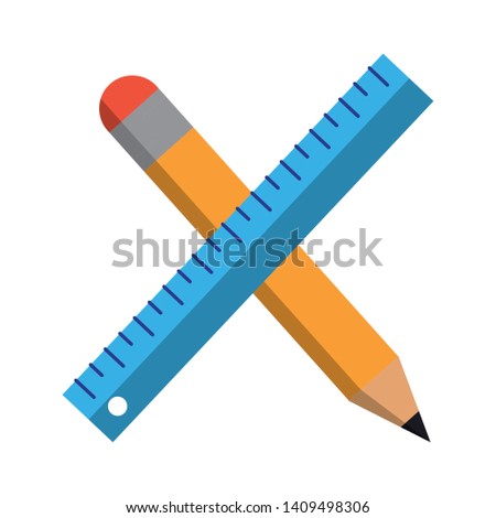 pencil and ruler icon cartoon vector illustration graphic design