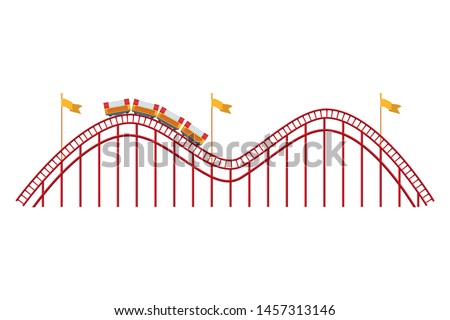 roller coaster in amusement park isolated. vector illustration. 