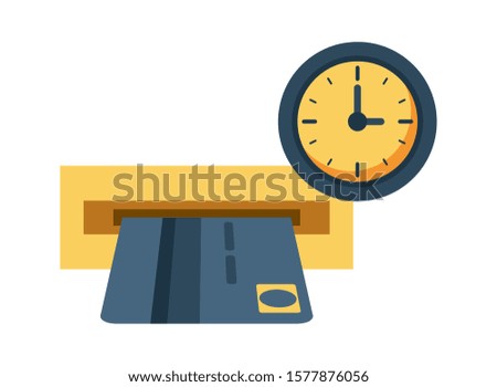 credit card with watch clock vector illustration design