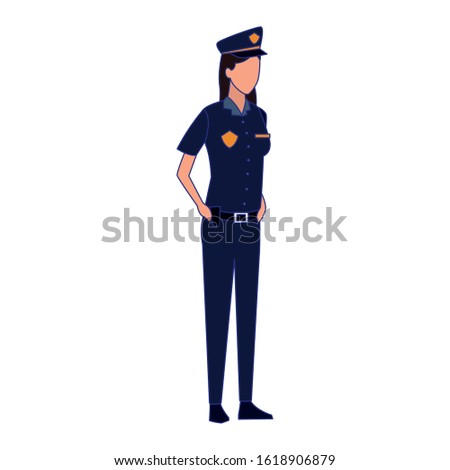 police woman standing icon over white background, vector illustration